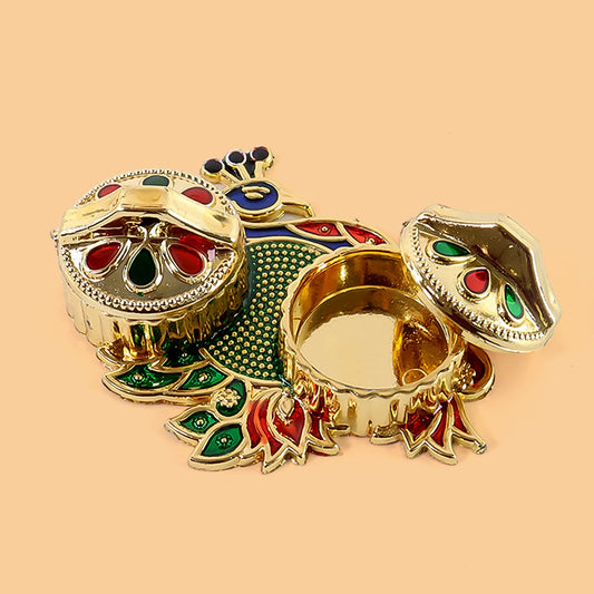 Peacock Design Metal Kumkum