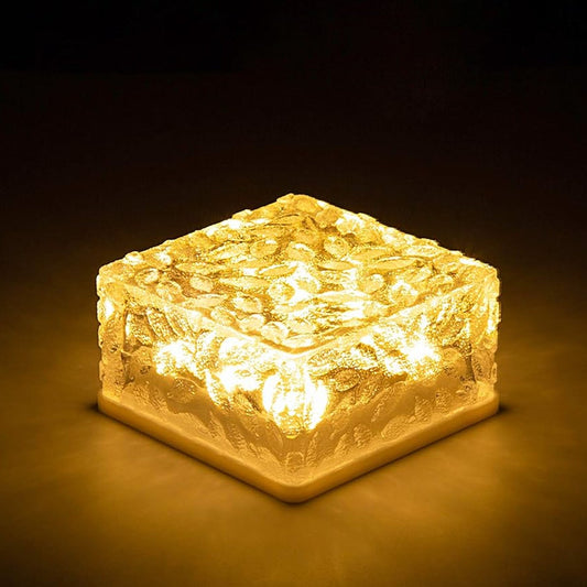 8557 Solar Ice Cube Shaped Garden Light, Ice Cube Shaped Garden Warm Light Outdoor Solar Garden Decorative Lights for Walkway Pathway Backyard Christmas Decoration Parties