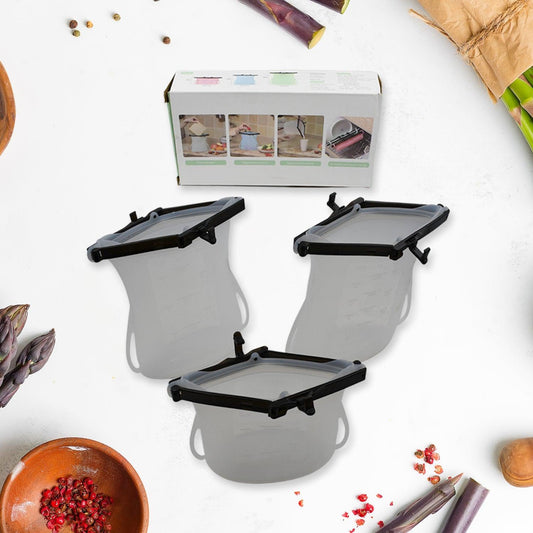 5985 Reusable Silicone Food Storage Bag, 3 Bag Set Leakproof Lock Reusable Flat Bottom Freezer Bags ,Sandwich Bags , Silicone Food Grade Kids Snack Bags , BPA Free Microwave& Dishwasher Safe (3 Pcs Set)