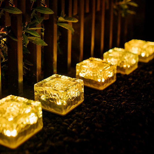 8557 Solar Ice Cube Shaped Garden Light, Ice Cube Shaped Garden Warm Light Outdoor Solar Garden Decorative Lights for Walkway Pathway Backyard Christmas Decoration Parties