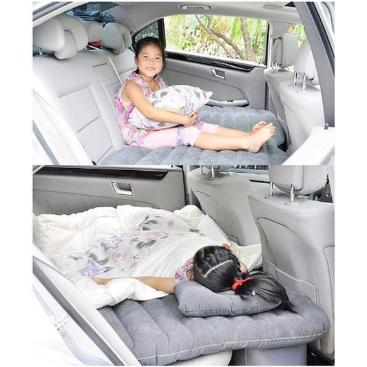 8043 Car Inflatable Bed with 2 Pillows & Air Pump (Portable) For Travel, Camping, Vacation | Polyester Inflatable Travel Car Bed Air Sofa with Two Inflatable Pillow and Air Pump for Car Back Seat, Air Pump Random Colour