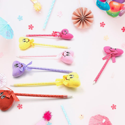 4292 Cute Cartoon Shape & Heart Design Facy Writting Pen Attached Rattle | Ball Pen Smooth Writing For Wedding , Events & Multiuse Pen Best Pen l Use for Kids (12 Pcs Set Mix Design & Color)