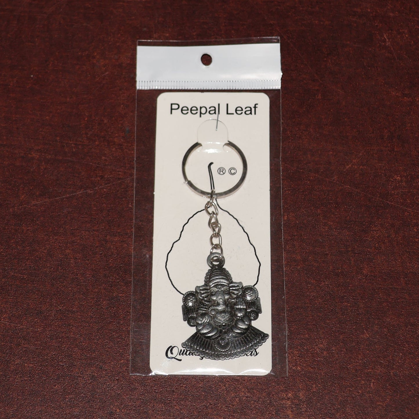 Lord Ganesha Sitting Design Silver Keychain (1 Pc)