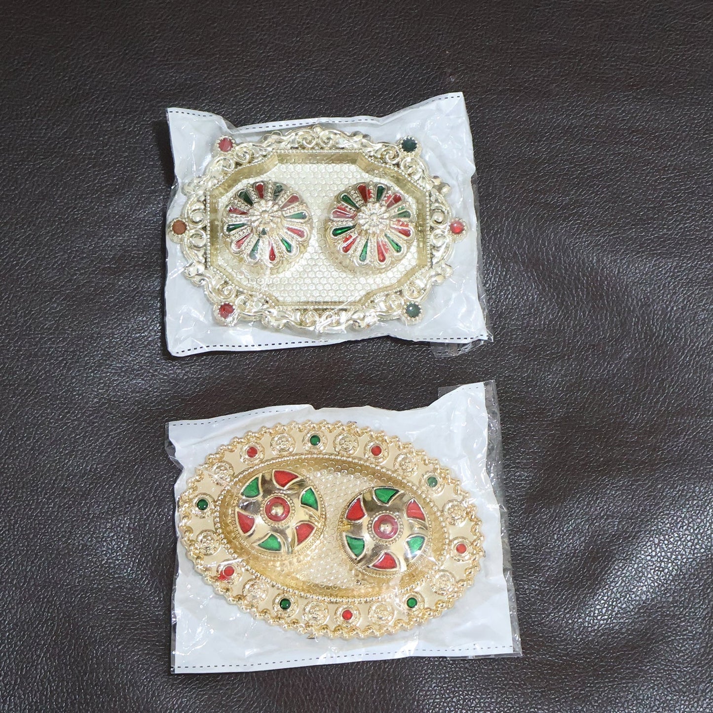 Meenakari Roli–Chawal Pooja Thali - (1 Pc / Mix design)