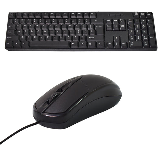 Wired USB Keyboard 107 Keys & Mouse Set (2 Pc Set)