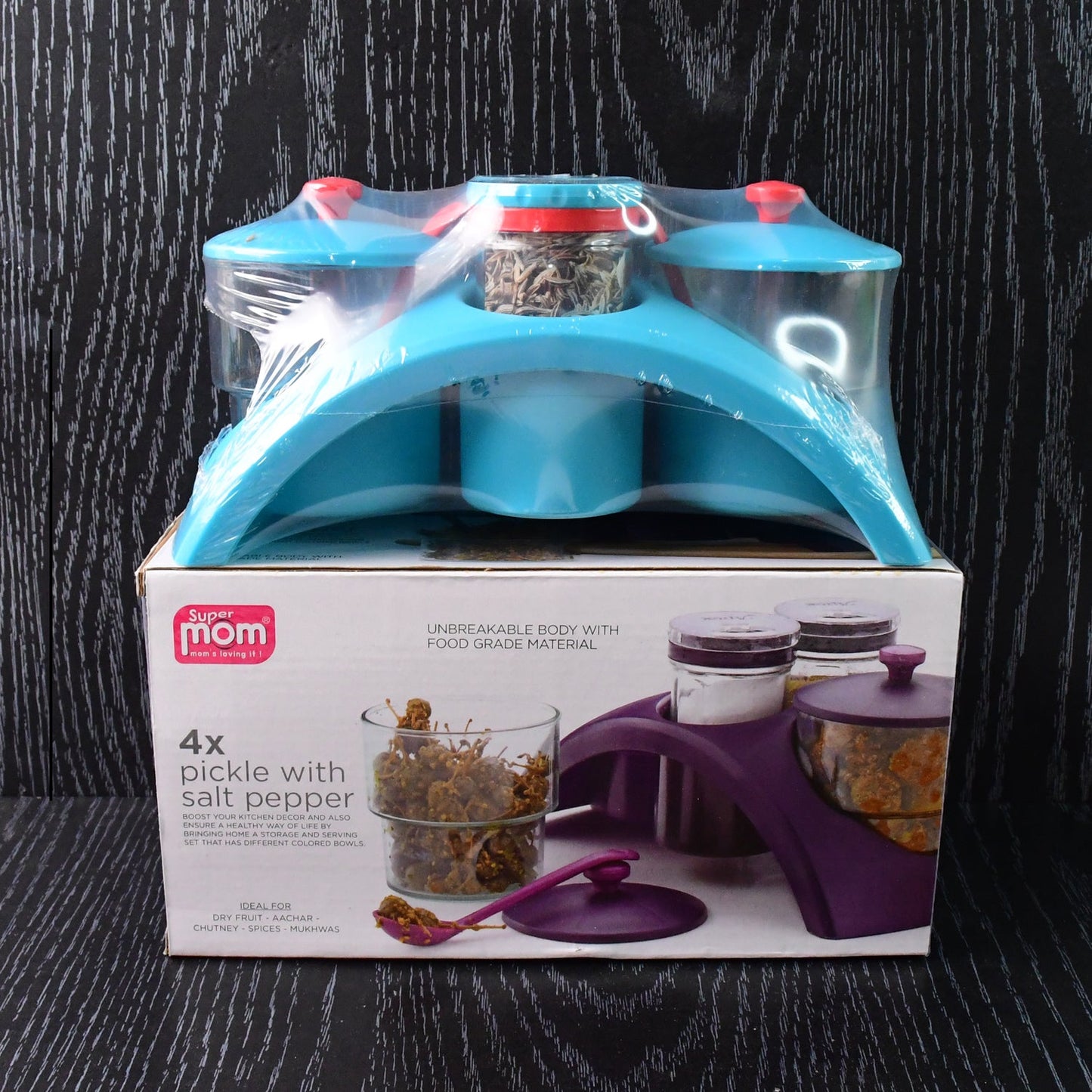 Supermom Plastic 4x Pickle with Salt & Pepper Storage Set