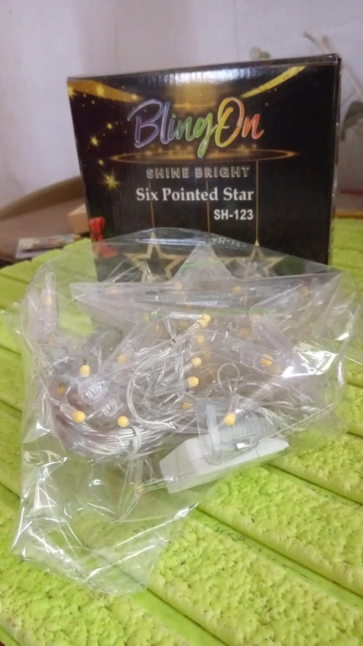 12 Stars LED Curtain String Lights with 8 Flashing Modes for Home Decoration, Diwali & Wedding LED Christmas Light Indoor and Outdoor Light ,Festival Decoration (Warm White / With Box)