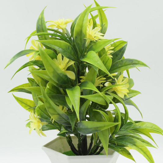 Artificial Flower Plant with Cute Pot – Home & Office Tabletop Decor, Indoor Balcony Plant (1 Pc)