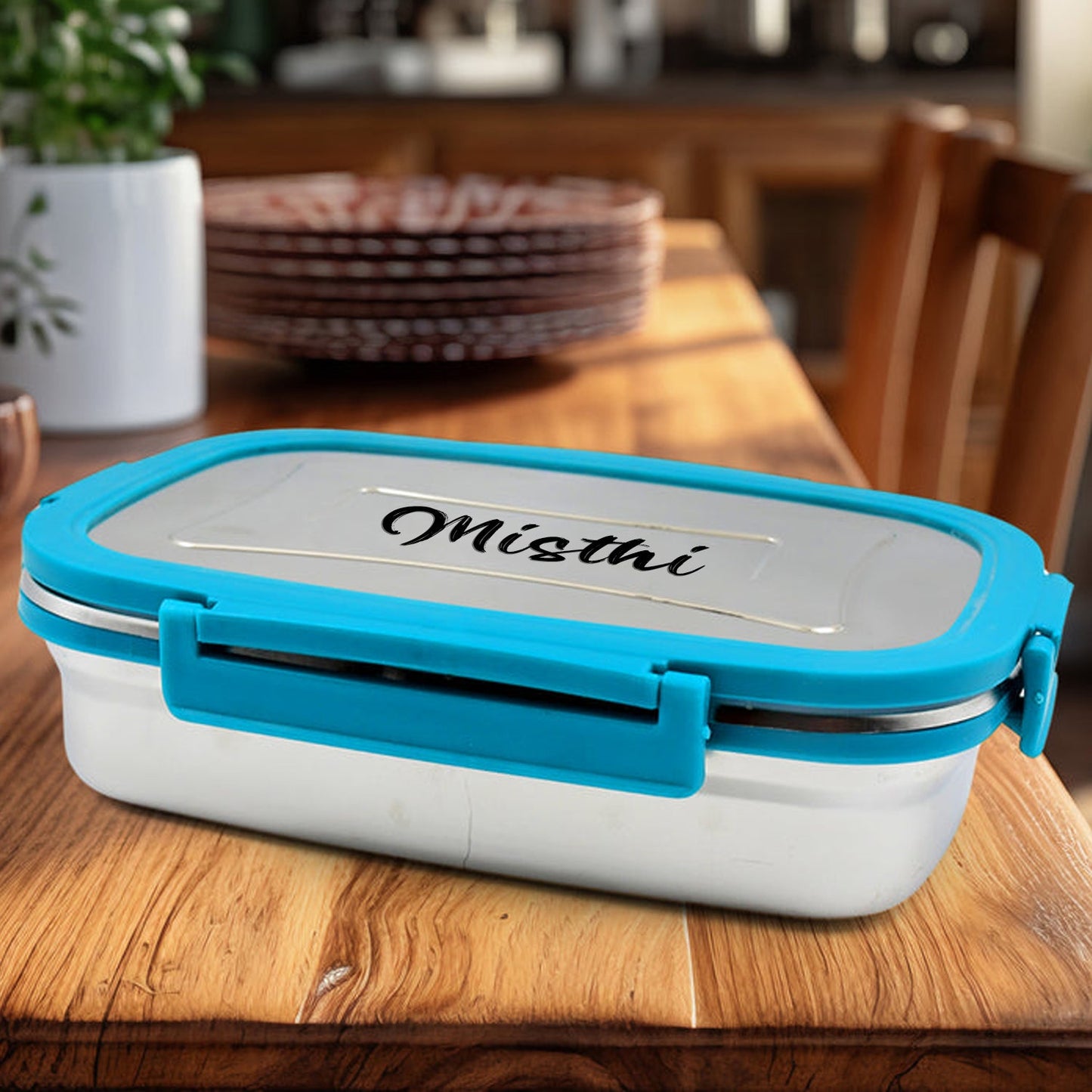 Customize Premium Stainless Steel Lunch Box for Kid, 2 Containers Lunch Box, Perfect Size Meal Lunch Box Set for Office, School and Travelling Tiffin Box (1000 ML+ 200 ML Approx)