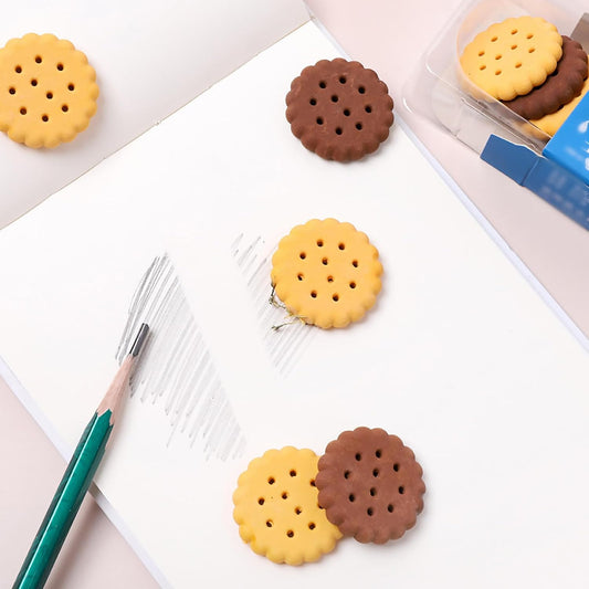 Biscuit-Shaped Erasers | Fun Rubber Stationery for Kids | Creative Birthday Gift Toy (6 Pcs Set)