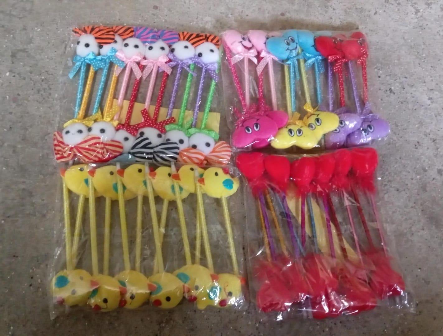 4292 Cute Cartoon Shape & Heart Design Facy Writting Pen Attached Rattle | Ball Pen Smooth Writing For Wedding , Events & Multiuse Pen Best Pen l Use for Kids (12 Pcs Set Mix Design & Color)