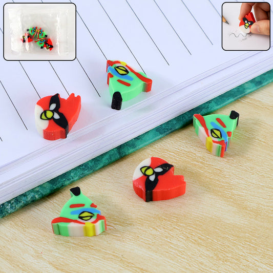 Mini Cartoon Shaped Pencil Erasers - (5 Pc / Set)
