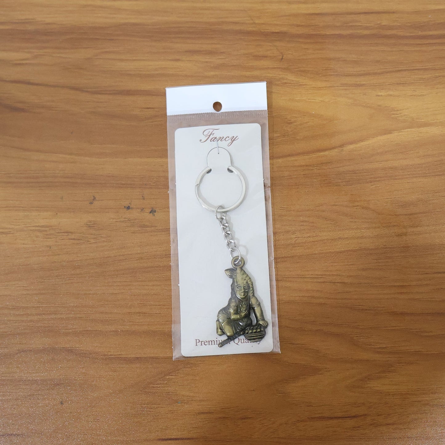 Premium Antique-Gold Metal Bal Krishna Makhan Chor Keychain (1 Pc)