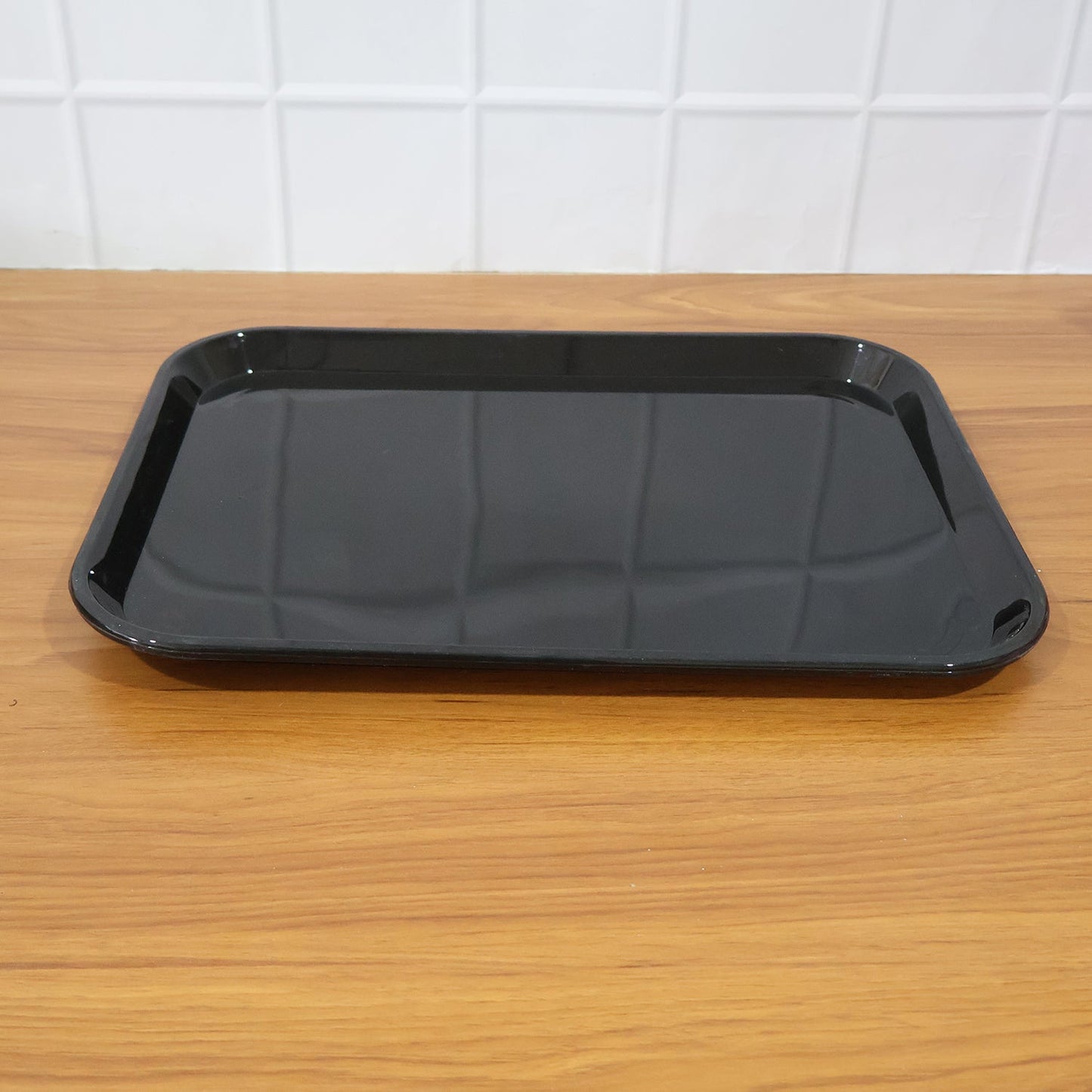 Plastic Serving Tray / Plate – 40 × 30 cm (1 Pc / Black)
