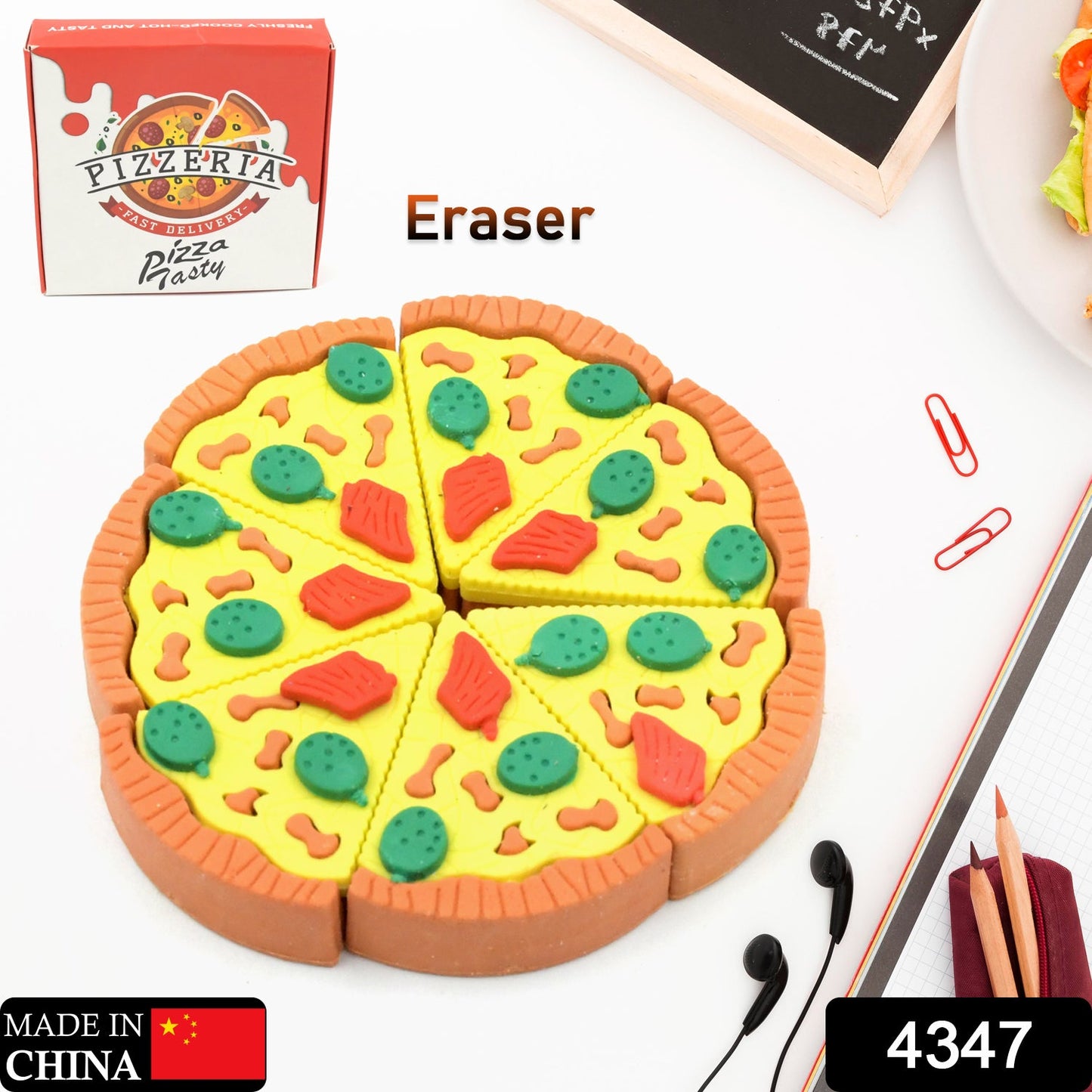 4347 3D Pizza Slices Kids Favourite Food Eraser, Pizza 7 slice eraser for kids Adults fast food lover Stationary Kit Fancy & Stylish Colorful Erasers, for Return Gift, Birthday Party, School Prize - deal99.in