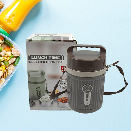 2373 Smart Insulated Stainless Steel Tiffin 3 Compartment Lunch Box with Handle Stackable Stainless Steel Lunch Box | BPA Free | Leakproof/Dabba for Office, Home, School (1 Pc 3 compartment)