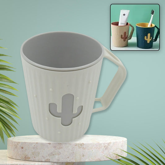 4291 Multi-Purpose Plastic Cactus Cup, Brushing Cup, Cactus Look Toothbrush And Toothpaste Holder Bathroom Cup Cartoon Bathroom Cup With Slot Handle Toothbrush Holder For Bathroom (1 Pc) - deal99.in