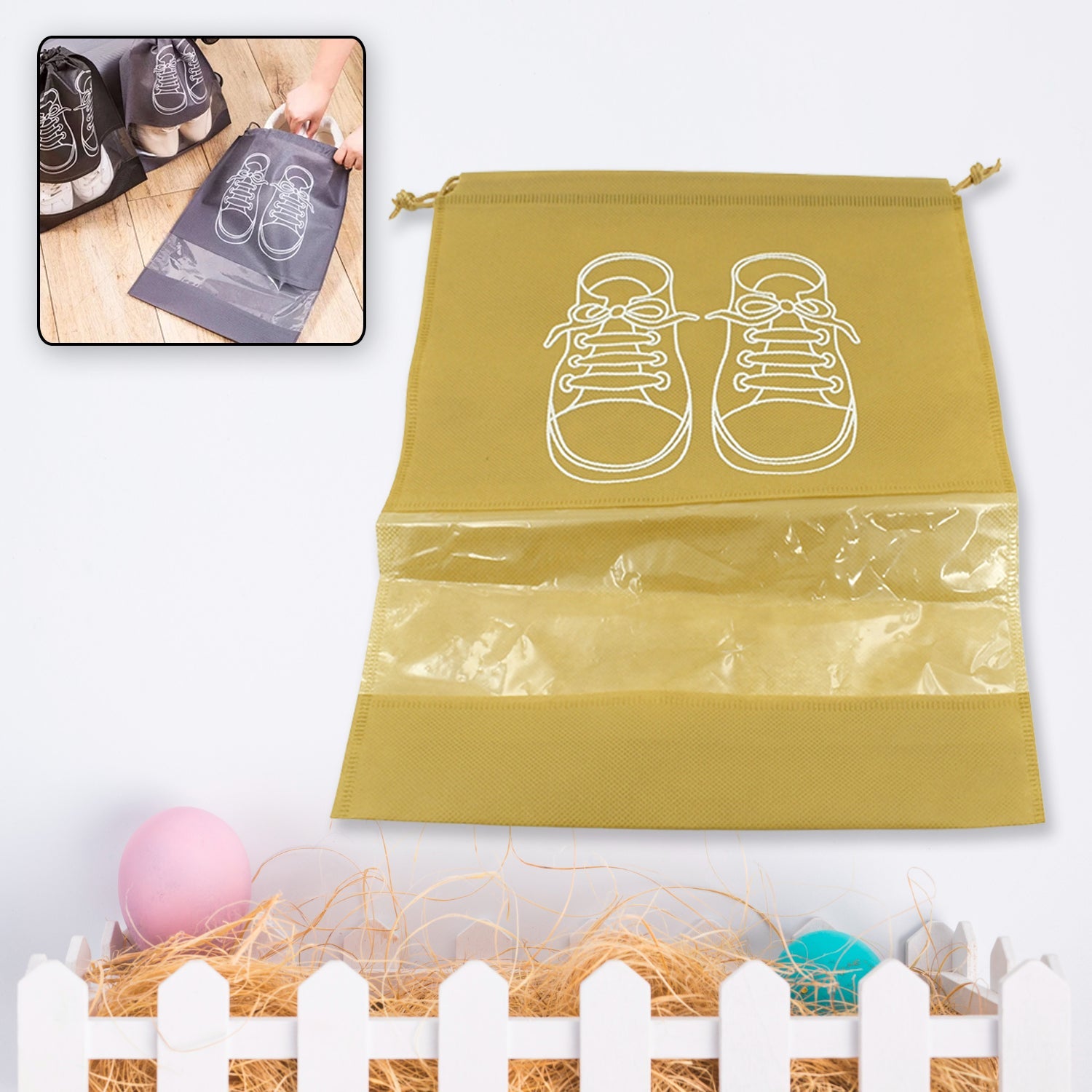 Beach Bag Shoes Storage Bag Closet Organizer Non-woven Travel Portable Bag Waterproof Pocket Clothing Classified Hanging Bag shoe bag luggage travel Portable Shoe Pouch Non Woven Transparent Window (1 Pc ) - deal99.in