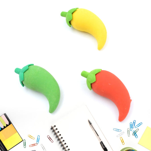 4626 3D Fancy & Stylish Colorful Chili Shape Erasers, Mini Eraser Creative Cute Novelty Eraser for Children Eraser Set for Return Gift, Birthday Party, School Prize, (3 pc Set) - deal99.in