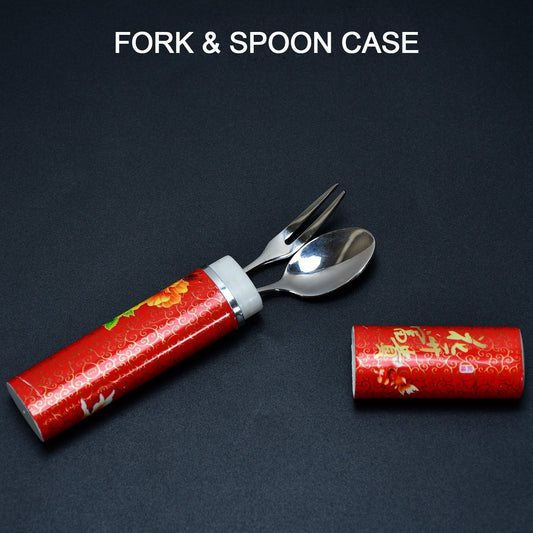 7071  Stainless Steel Table Spoon & Fork With Attractive Cover      ( 1 pcs ) DeoDap