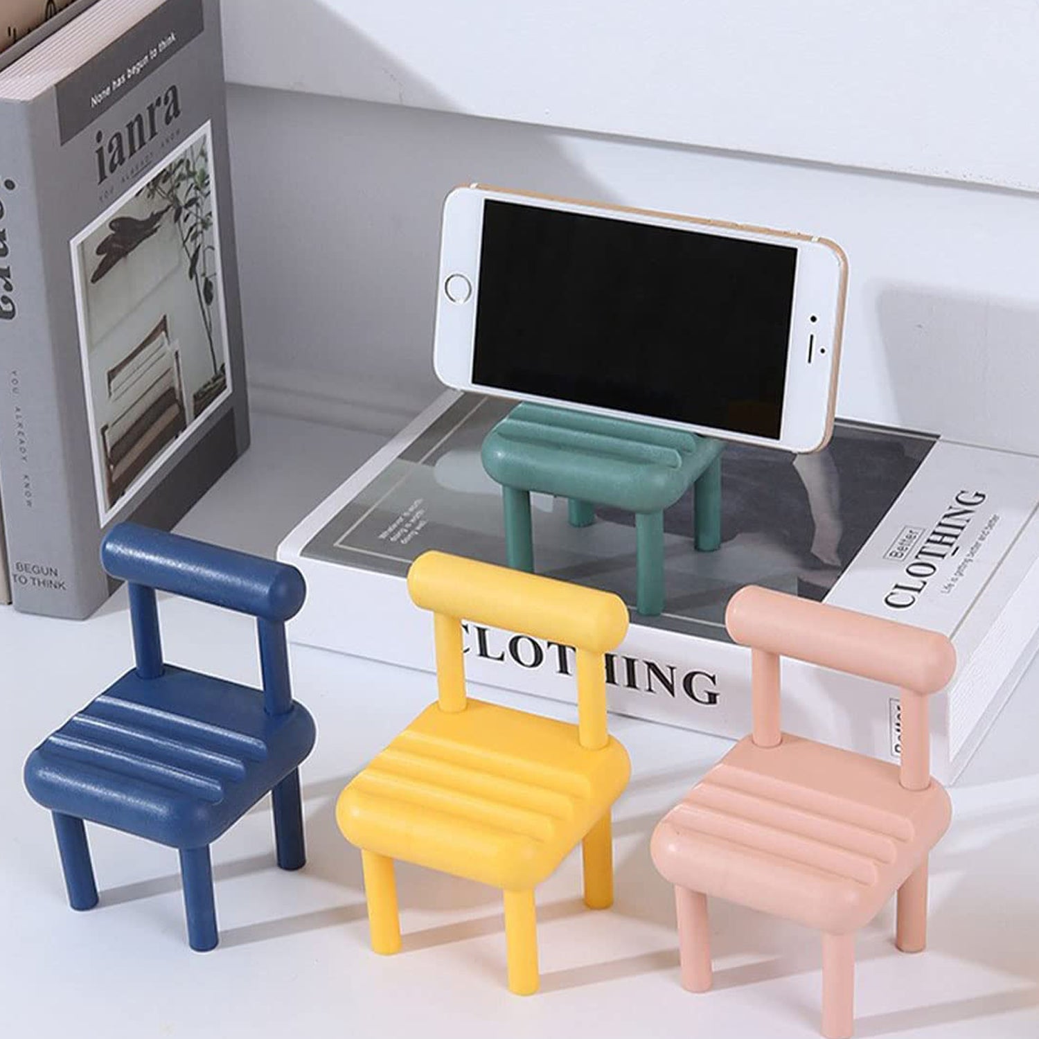 8886 Mobile Phone Holder, Mini Chair Cell Phone Stand, Portable Smartphone Dock, Cellphone Holder for Desktop Design Compatible with All Mobile Phones (1 Pc) - deal99.in
