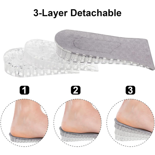 4151 2 Pairs Heel Lift Inserts Height Increase Insole Invisible Heightening Insole Sillicone 3-Layer Heel Support Insoles Height-Adjustable Shoe Pads Foot Cushion for Shoes - deal99.in