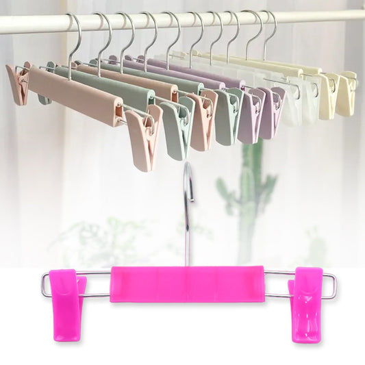 6142 Hanger Double Clip Trouser Rack, Plastic Drying Rack, Trouser Clip Wardrobe Storage Stainless Steel Rotating Hook, Removable Clip (1 Pc)
