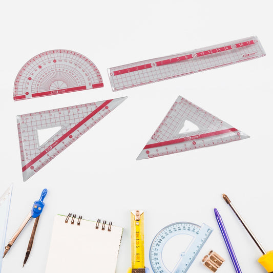7913 Transparent Ruler Clear Ruler Plastic, Scales Ruler Set for Engineering Studying (4pc) DeoDap