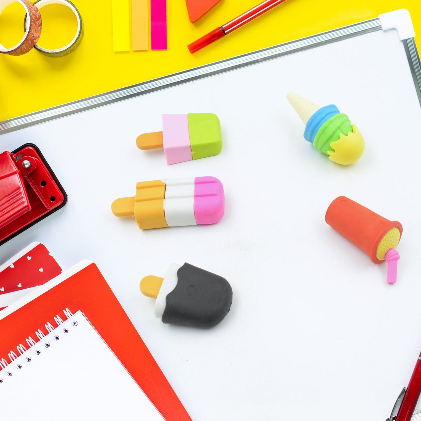 Stationary Kit Fancy & Stylish Colorful Erasers, Mini Eraser Creative Cute Novelty Eraser for Children Different Designs Eraser Set for Return Gift, Birthday Party, School Prize, Football & Icecream Set Eraser (9 pc & 5 Pc Set) - deal99.in