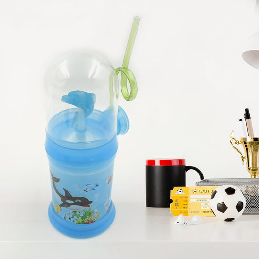 8419 Baby Drinking Cup with Straw and Lid Water Whale Spray Fountain Sippy Cup Bottles Childrens Pot, Toddler Tumbler Mug Spill Proof,Birthday Party Gift Drinking Cup (1 Pc)