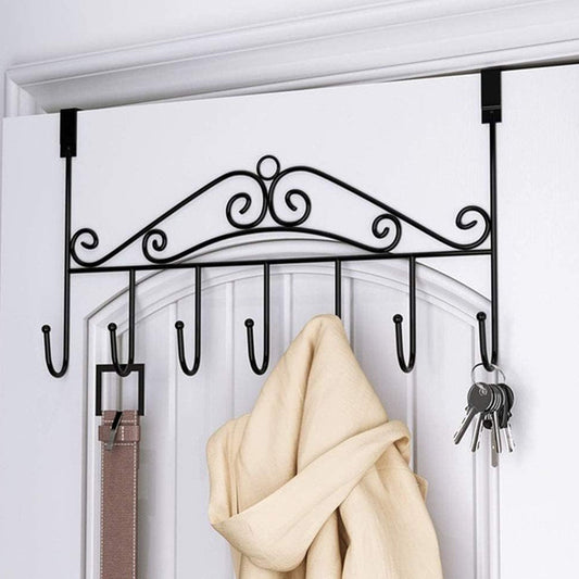9383 Over The Door Hanger Rack 7 Hooks Decorative Ognazier Hook Rack Stylish Door Hanger Door Hook Hangers with 7 Hooks,Metal Hanging Rack for Home Office Use - deal99.in