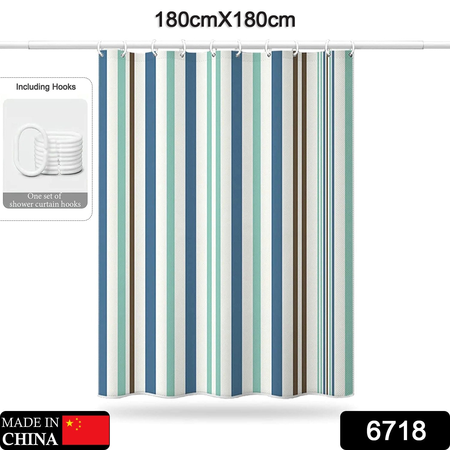 6718 Bright Vertical Stripes in The Shower Curtain (180x180cm)﻿ DeoDap