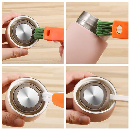 6483 3 in 1 Multifunctional Cleaning Brush Mini Glass Cover Cleaning Brush Bottle Cleaning Brush Set Cup Cleaner Brush Bottle Cap Detail Brush for Bottle Cup Cover Lid Home Kitchen Washing Tool (1 Pc)