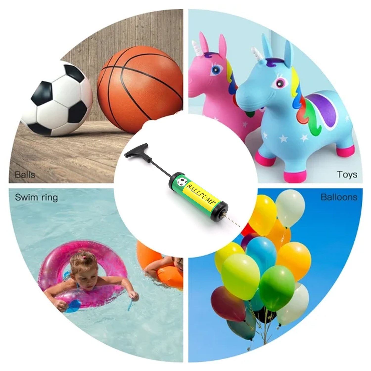 9333 Inflator Air Ball Pump Soft Bouncing Ball Development Kids Toy, Sports Plastic Pump for Soccer, Basketball, Football, Volleyball Ball (17 Cm) - deal99.in