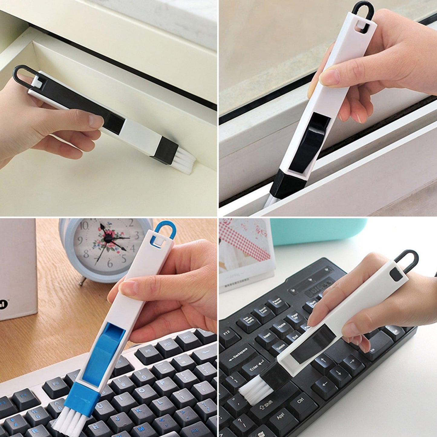 0850 2 in 1 Multi-Function Plastic Window Slot Keyboard Wardrobe Dust Removal Cleaning Brush