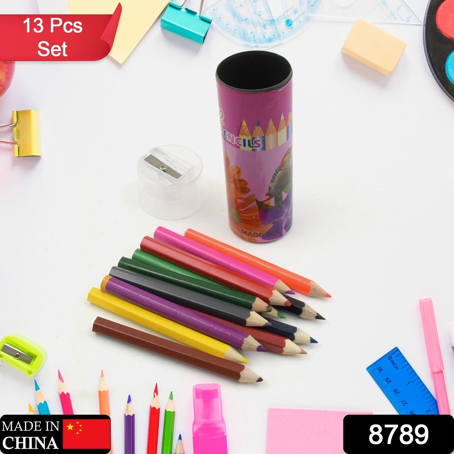 8789 13pcs Colored Pencils Watercolor Pencils With Sharpner Artist Pencils Colored Pencil Art Graphite Pencils Oil Pencils Pencil for Kids Art Supplies Child Gift Wooden Aldult (13 Pcs Set) - deal99.in