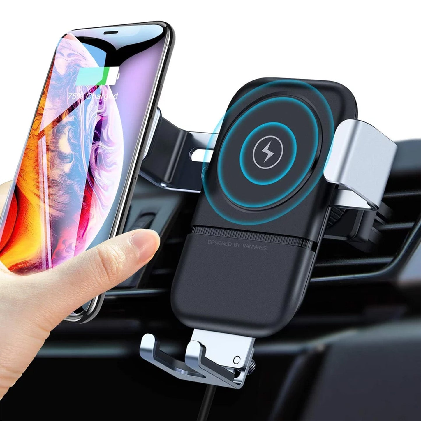 7042 Car Phone Holder Wireless Car Charger 10W Qi Fast Charging Car Charger Gravity Auto Clamping 360° Rotation Air Vent Car Mount Holder