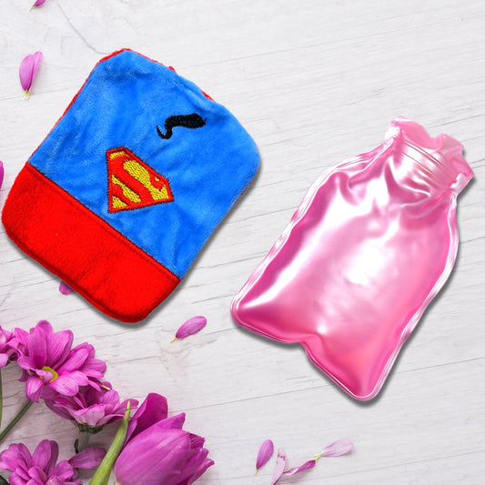 6530 Superman Print small Hot Water Bag with Cover for Pain Relief, Neck, Shoulder Pain and Hand, Feet Warmer, Menstrual Cramps. - deal99.in