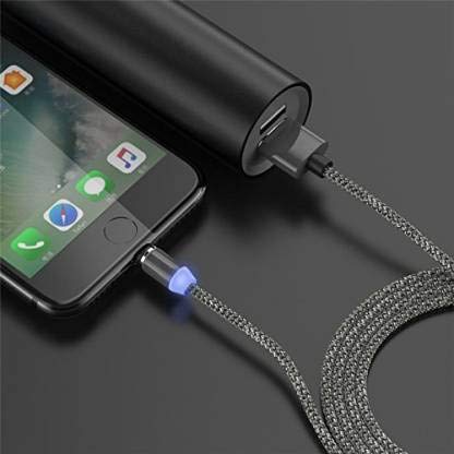 12520 Magnetic Charging Cable 3 in 1 Metal Magnetic Micro USB Type C Lighting Cable with LED, Multiple Charging Adapters for All Android and all Smartphones  (Compatible with All Android and iPhone Smartphones, Tablet, PC, Mobile - deal99.in