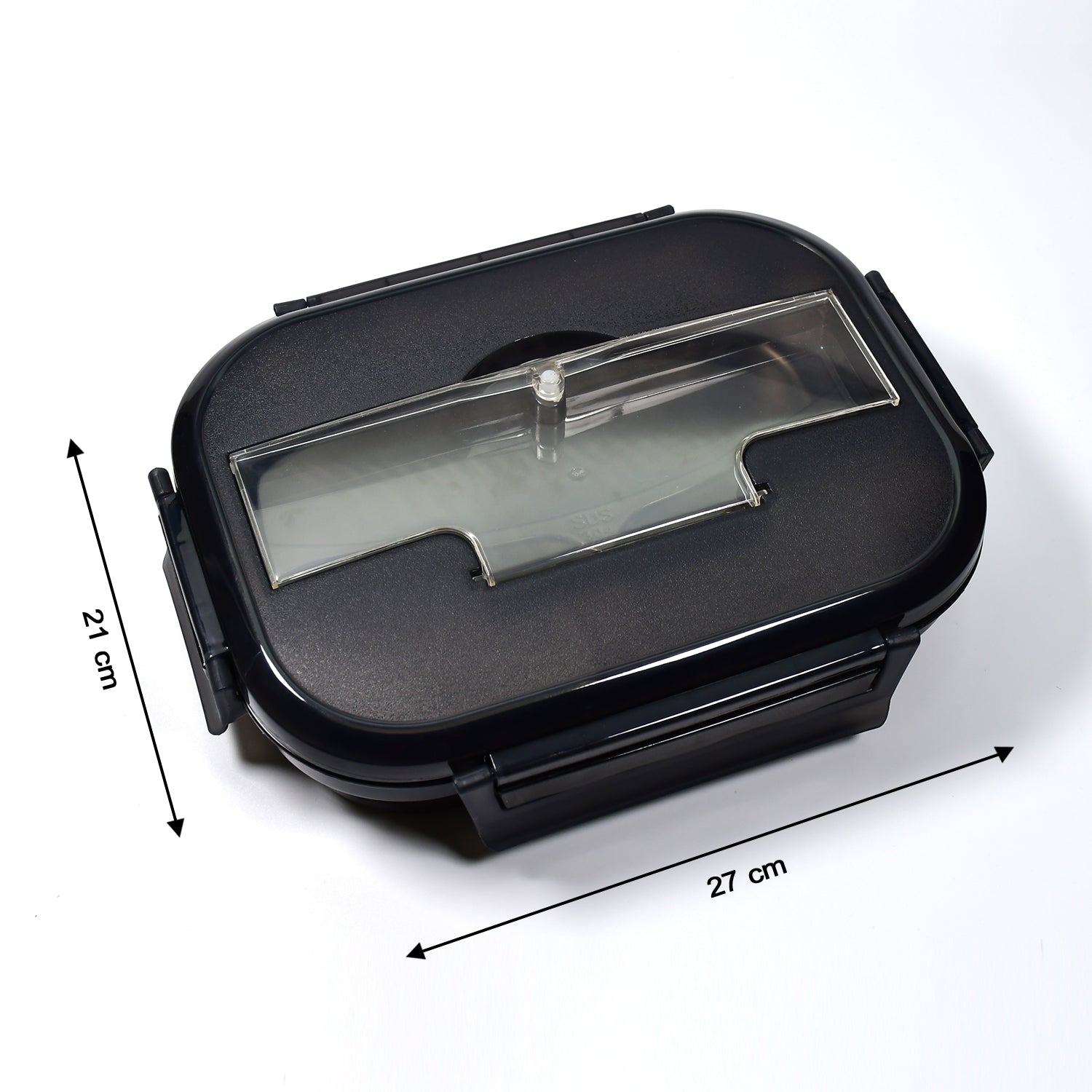 2042 Black Lunch Box for Kids and adults, Stainless Steel Lunch Box with 3 Compartments With spoon slot. DeoDap