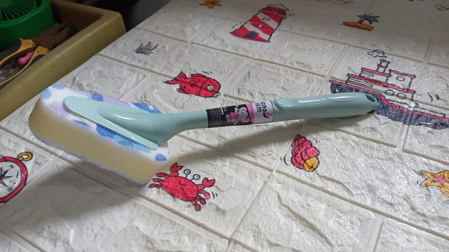 7223 Cleaning Supplies Kitchen Handle Universal Triangular Sponge Multifunctional Bathroom Brush Long Handle Kitchen , Dining & Bar