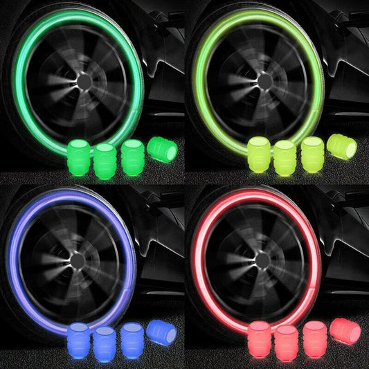 0547 Tyre Valve Caps Luminous Glow Car Tire Air Stem Valve Cap Covers vaal cap ( 4 Pcs Mix Colour) - deal99.in
