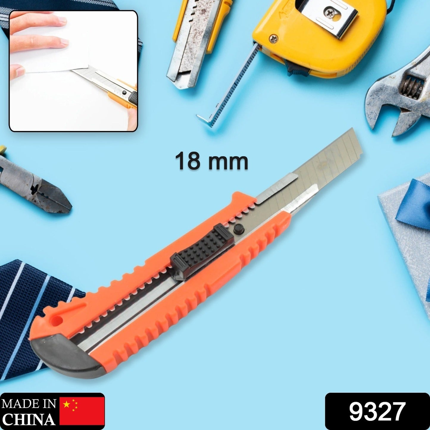9327 Multi-Use Iron Cutter, Cutting Blade and Precision Knife Blade, Utility Knife - Heavy Duty Industrial Cutter Knife (18mm) - deal99.in