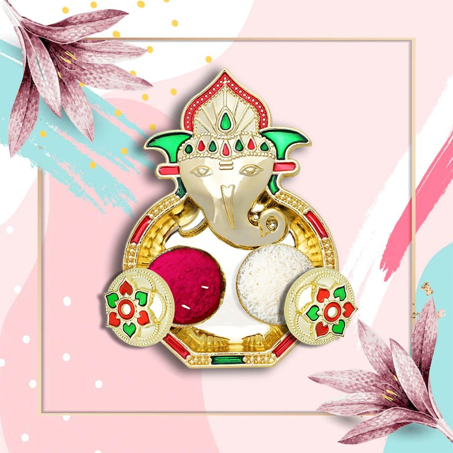 Rakasha Bandhan Special Puja Thali, Kumkum Thali Holder, Pooja Return Gift, Indian Housewarming Gifts, Brother / Bhai / Bhabhi / Sister / Family Rakhi for Rakshabandhan, Diwali