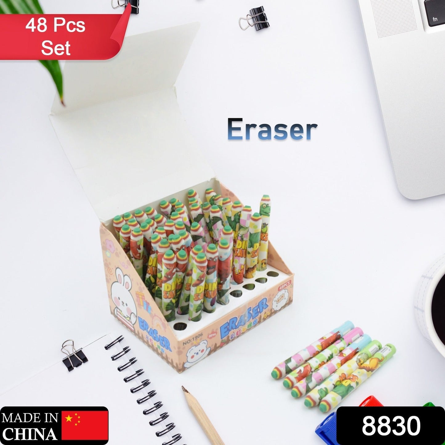 8830 Fancy Erasers for Kids in Different Shapes – Rainbow Erasers, Stationery Gift for Kids Pencil Shaped Eraser for Children School Kids/Birthday Return Gift for Children (48 Pcs Set) - deal99.in