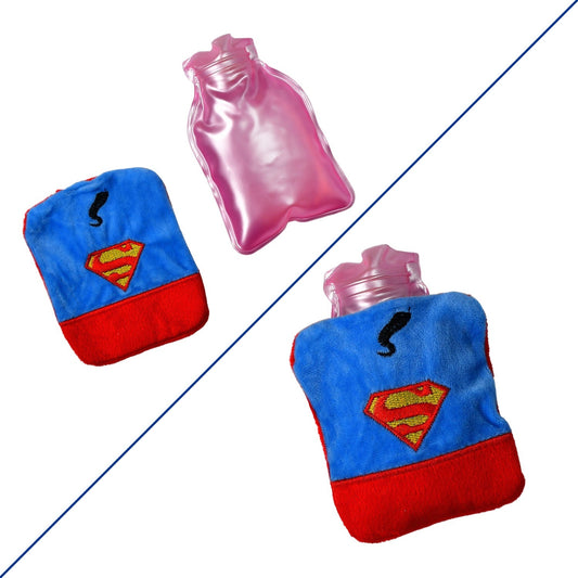 6530 Superman Print small Hot Water Bag with Cover for Pain Relief, Neck, Shoulder Pain and Hand, Feet Warmer, Menstrual Cramps. - deal99.in