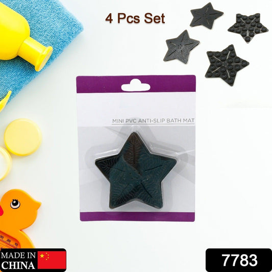 Mini Pvc Anti-Slip Bat Mat Non Slip Baby Bath Mats, Mini Child Safety Anti Slip Shower Mats Star,& Leaf Shaped for Kids (4 pc Set)