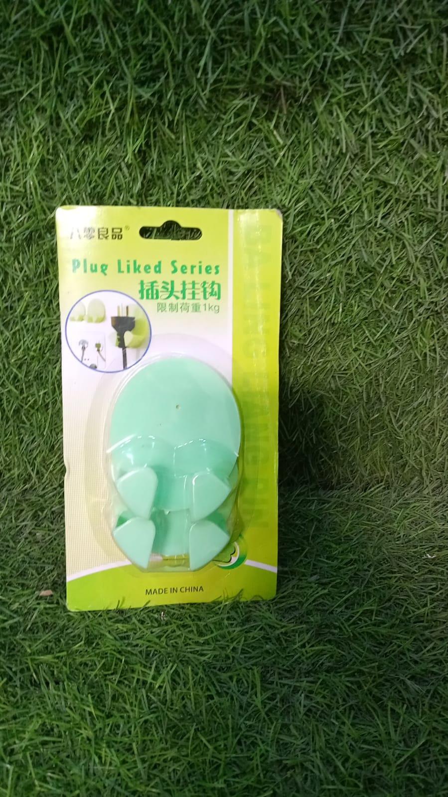 6818 Plastic Adhesive Cable Plug Hook Bathroom Power Plug Socket Holder for office, home and restaurant use 2 pc Set