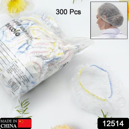 12514 Disposable Shower Caps for Women Thicker Waterproof and Individually Wrapped, Plastic Elastic Hair Bath Caps for Hotel and Spa, Hair Salon, Home Use, Portable Travel (pack of 300 Pc) - deal99.in