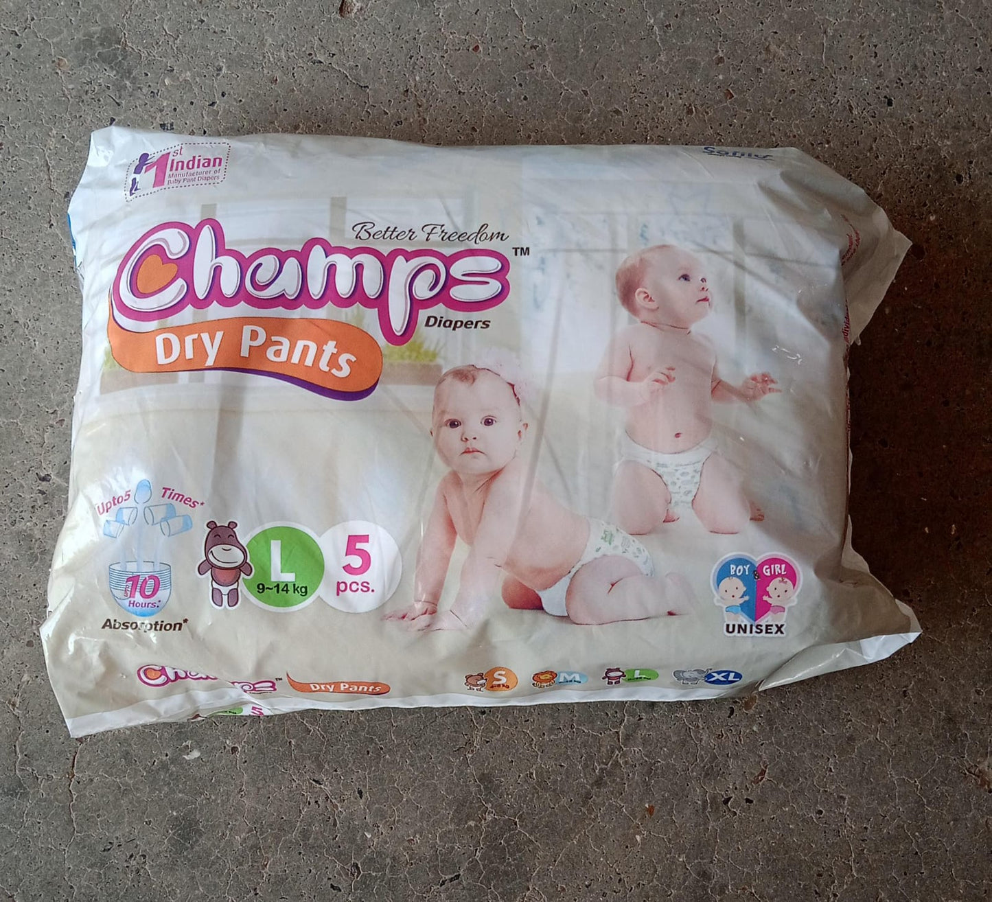 0967 Baby Diaper High Absorbent Pant Diapers,  Champs Soft and Dry Baby Diaper Pants S 5 Pcs (Large , L5 Pieces)